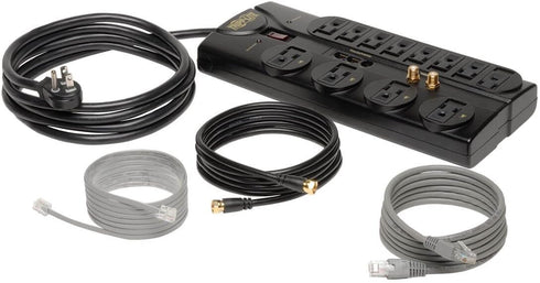 Tripp Lite 12 Outlet Surge Protector Power Strip, 8ft Cord, Black, RJ11, RJ45, & $250,000 Insurance