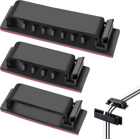 Cable Management Clips, 20 Pcs Black Self-Adhesive Wire Organizers for TV PC Ethernet Cable Under Desk