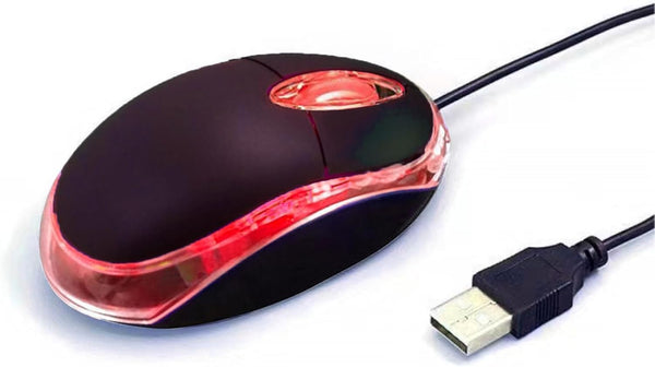 Wired Mini Optical Mouse, Ergonomic USB Computer Mouse for Laptops, PCs, Office, Home, School, Kids, Black