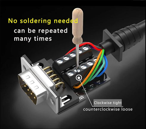 2Packs DB9 Serial Adapters, No Soldering Needed, D-SUB 9-pin RS232 RS485 Adapter to Terminal Connector with Bolts Nuts