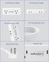 Waksmart 5 4 3 (5V/3.4A 17W), Flat Plug Power Strip - Ft Thin Flat Extension Cord with AC Outlets USB Ports Flat Outlet