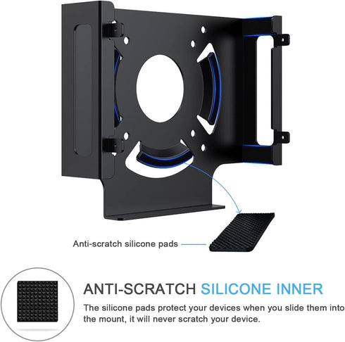 IFCASE Mac Mini Cooling Fan Mount, Wall Mount Cooling Fan Stand for Mac Mini 2010 to 2023 M2, Anti-Scratch Pad (Black)