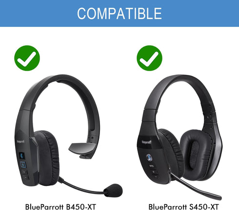Ear Pads Replacement for B450-XT Bluetooth Headset, Mod Kit Ear Cushions Cups Compatible with VXI BlueParrott B450-XT B450XT S450-XT Headset, Leather Ear Pads + Mic Foam