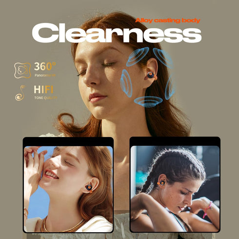 Wireless Open Ear Earbuds - Bone Conduction Headphones Bluetooth 5.3, Painless Clip on Earbuds with LED Display, HiFi