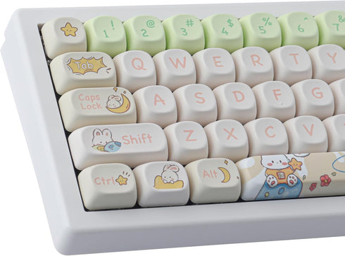 Keycaps 143 Keys PBT Custom Keycaps, Rabbit Cute MOA Profile Keycaps for Cherry Gateron MX Switches Mechanical