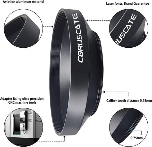 39mm Universal Metal Lens Hood,Wide Angle Lens Hood Compatible All 39mm Brands Camera Lens(and Easy to Install and Remove) 1pcs 39mm Lens Cap