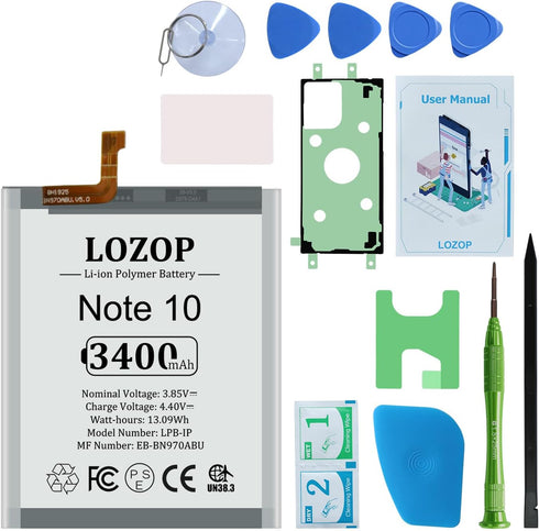 Note 10 Battery Replacement Kit for Galaxy Note 10 SM-N970U/U1/F/N/W with Repair Tools and User Manual