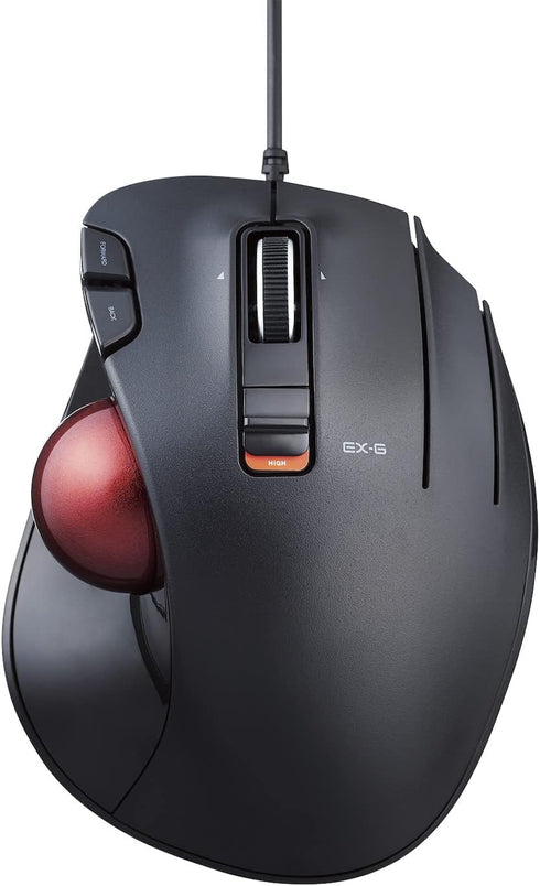 ELECOM EX-G Wired Trackball Mouse, Ergonomic Thumb Control, Smooth Tracking Roller Ball for PC Mac