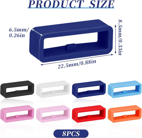 Smart Watch Band Fixing Rings, 8 Pack 20mm Watch Strap Silicone Security Connector Rubber Watch Band Secure Holder Loops Keeper Fastener Rings Replacement for Smartwatch Accessories (Multi-Color)