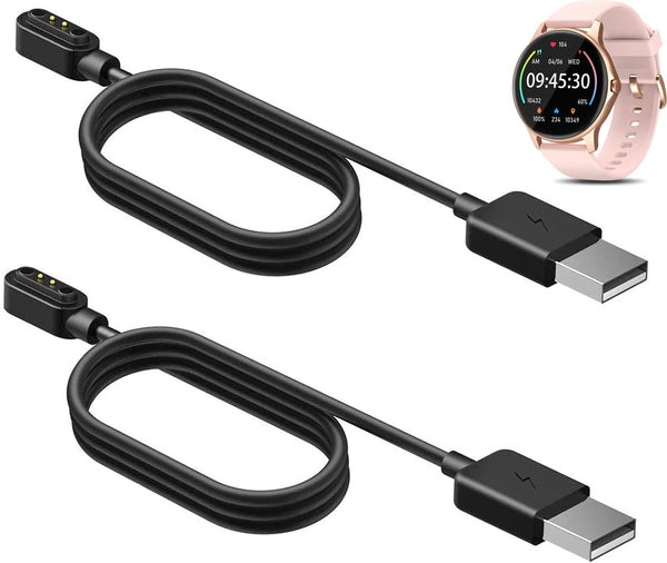 ENOMIR Smart Watch Charger Compatible, Lamshaw Magnetic Replacement Charger for ENOMIR LW51 Smart Watch (2 Pack-Black)