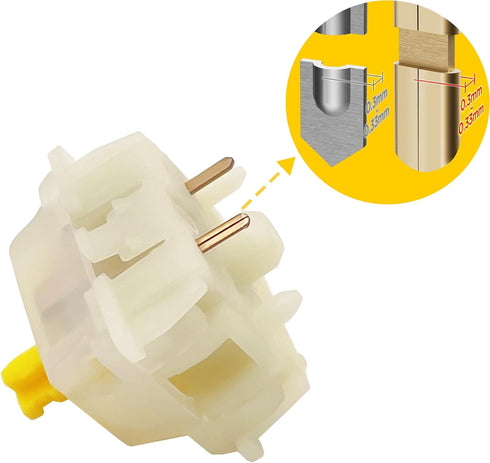DRAOZA Gateron Milky Yellow Pro, 5 Pin Switches Pre-Lubed for MX Mechanical Gaming Keyboard (36pcs Milky Yellow)