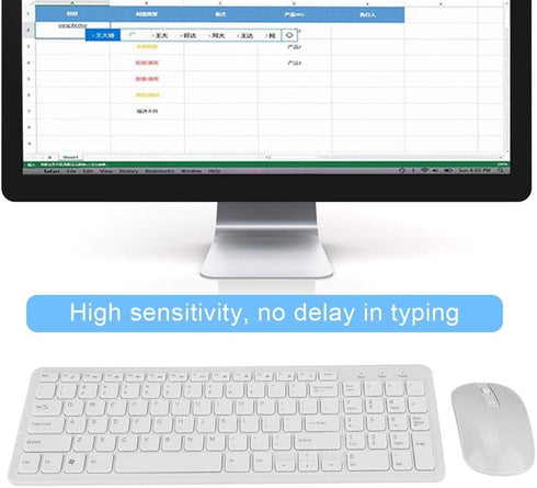 Keyboard and Mouse Sets, High Sensitivity No Delay 108 Keys Multi-Functional 2.4G Keyboard Mouse Combo (White)