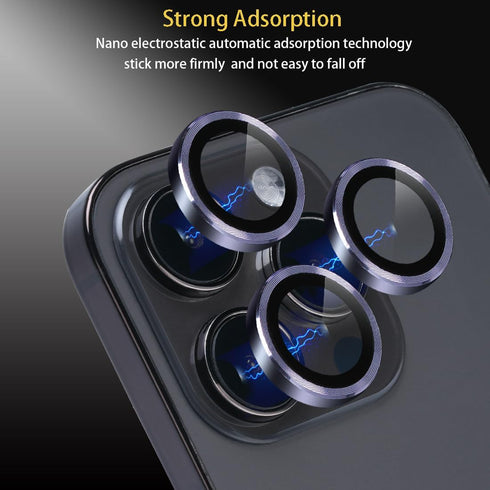 Camera Lens Protector for iPhone 14 Pro & Pro Max, Tempered Glass Lens Protector with Aluminum Alloy Ring Cover