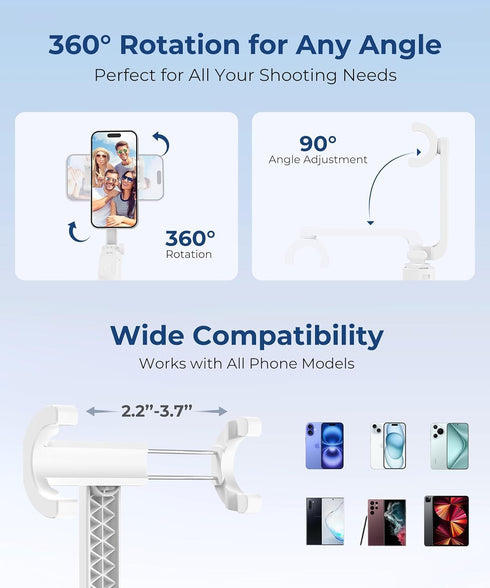 Fuloview 67 Selfie Stick, Phone Tripod with Wireless Remote Control, Portable Selfie Stick Tripod for Photograph, Live
