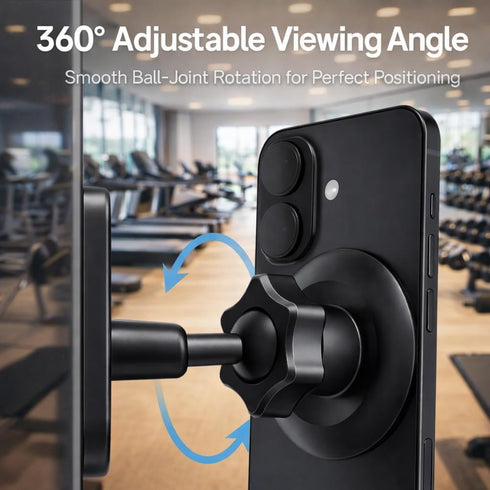 meexzoom 360 Magnetic Phone Holder for Gym, Rotation Adjustable Strong Magnets, Gym Accessories, Phone Mount to Metal