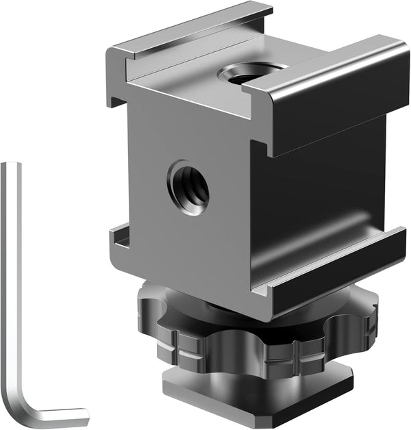 Triple Cold Shoe Mount Adapter, Cold Shoe Adapter Extension Bracket,Cold Shoe Mount