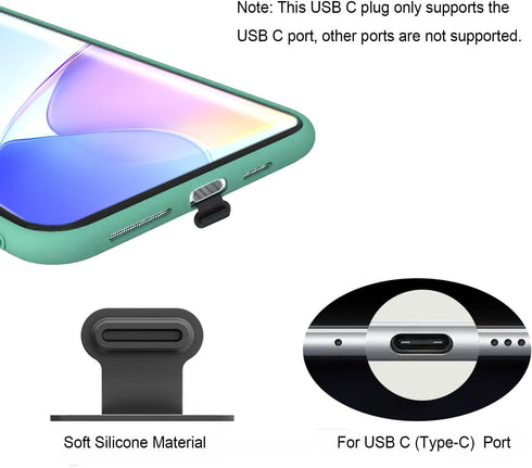 10PCS Anti Lost USB C Dust Plugs, Type C Charging Port Cover for Samsung iPhone 15, with Clean Tools