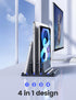 Vaydeer Vertical Laptop Stand for Desk, Adjustable Dual Slots Plastic Holder with Space Saving 4-in-1 Design