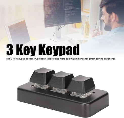 3 Key Macropad,RGB Backlit Programmable Macropad Mechanical Keyboard One Handed Macro Mechanical Keyboard USB Shortcut Multifunction Keyboard(Black)