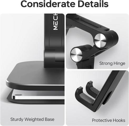 Mechrig 4-11" Foldable Phone Stand for Desk - Adjustable Height & Angle Cell Phone Holder, Portable Tablet Stand