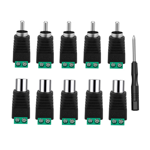 RCA to Speaker Wire Adapter, 10Pcs RCA to AV Screw Terminal Connector, Solderless Converter for Audio/Video