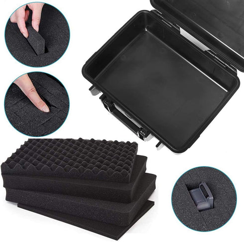 MOOCY 10" Small Hard Case with Foam Insert, Watertight Padded Case for Protecting Pistol, Microphone, and Camera