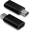 USB C to Mini USB Adapter, Type C Female to Mini USB 2.0 Male Connector for GoPro Hero 3+, MP3 Players, 2-Pack Black