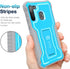FITO Samsung Galaxy A21 Case, Dual Layer Shockproof Heavy Duty with Screen Protector, Blue
