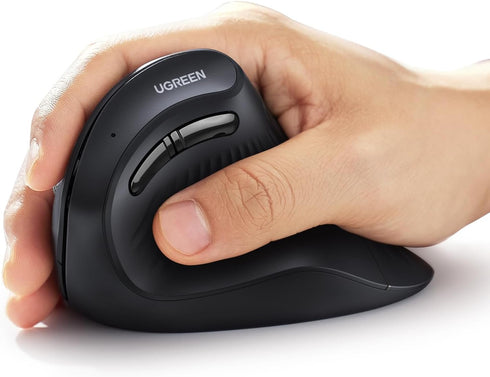 UGREEN Vertical Mouse Wireless, Bluetooth 5.0+2.4G Ergonomic Mouse, 5 Buttons, 1000/1600/2000/4000 DPI, Black