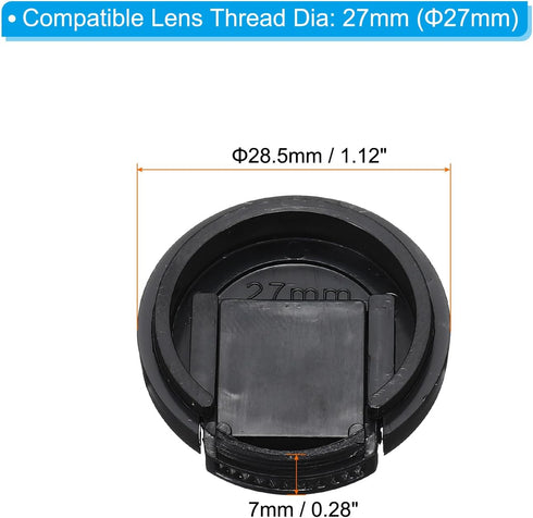 PATIKIL 27mm Lens Cap, 2 Pack Sides Pinch Snap Camera Lens Cover for Front Lens with Cloth, Suitable for 27mm Thread Universal DSLR Lenses, Black for Nikon, for Fujifilm, for Pentax
