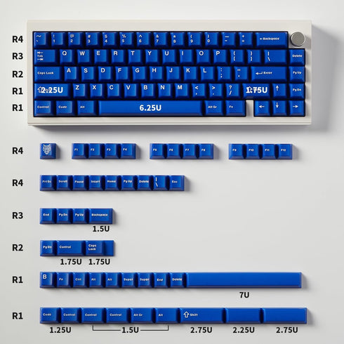 PBT Double Shot Blue Keycaps Set, Cherry Profile Translucent Keycaps, 114 Keys Fit for 60% 65% 95% Mechanical Keyboards