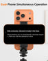 JDHDL 4 1/4" 360 180 Tripod Phone Mount, Dual Phone Holder with Cold Shoe and Screw, Rotates and Tilts Adjustable Cold