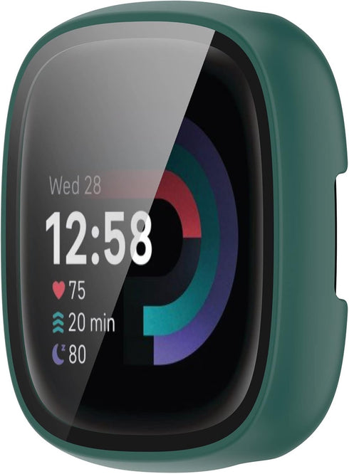 FitTurn 6 Pack Screen Protector Case for Fitbit Versa 4/Sense 2 with HD Tempered Glass Cover for Full Coverage
