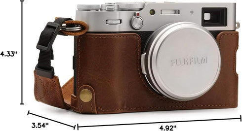 MegaGear MG1895 Genuine Leather Camera Half Case for Fujifilm X100V - Brown