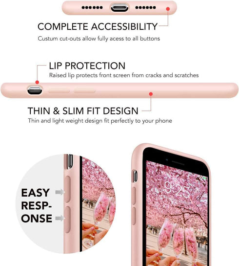 IceSword iPhone SE 3 Case 2022 - Silicone Sand Pink Liquid Gel Rubber Cover for 4.7" iPhone SE 3