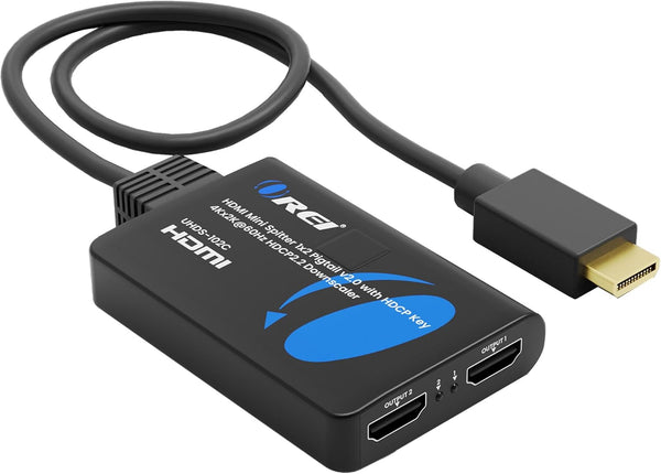 OREI 4K HDMI Splitter 1 in 2 Out, 4:4:4 8-bit, HDCP 2.2, 18 Gbps, 4K@60Hz HDMI Duplicator/Distributor