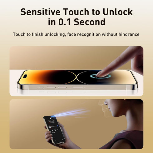 iPhone 14 Pro Auto Alignment Kit - 6.1" Full Coverage Blue Light Screen Protector, Anti-Glare Tempered Glass, Case