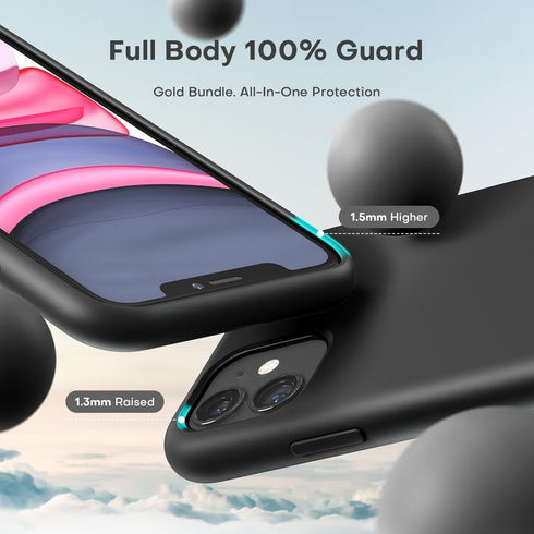 TOCOL Slim Silicone Case for iPhone 11 6.1 Inch, Anti-Slip Drop Protection, Precise Fit, Black