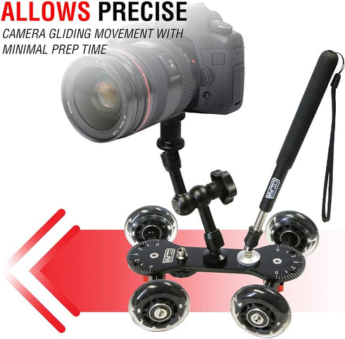 Vidpro SK-22 Professional Skater Dolly, Rolling Slider for DSLR Cameras & Camcorders, 25 Lbs Capacity
