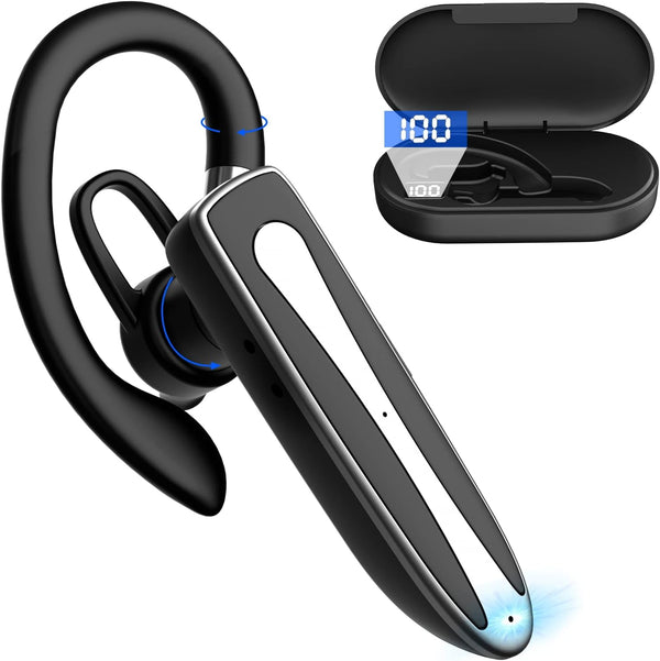 Bluetooth Headset for Cell Phone, Wireless Bluetooth 5.1 Earpiece, Hands-Free Earphones with Charging Case for Office