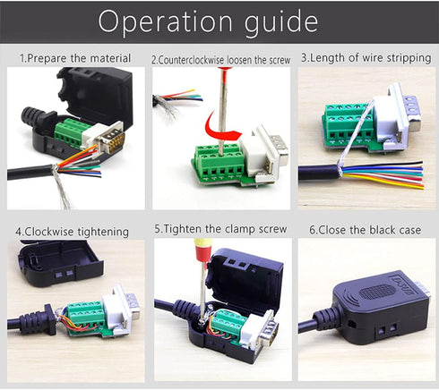 2Packs DB9 Serial Adapters, No Soldering Needed, D-SUB 9-pin RS232 RS485 Adapter to Terminal Connector with Bolts Nuts