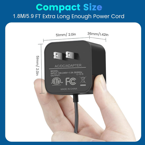 15W Power Adapter for Amazon Echo Dot 3rd Generation, Echo Dot Kids Edition, Echo Show 5, Fire TV Cub AC DC Supply