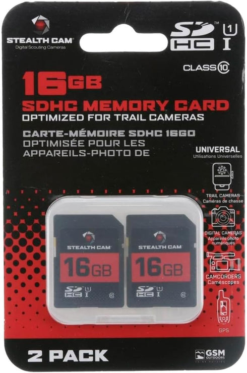 STEALTH CAM SD Card, High-Speed Data Transferring Storage for Game Trail Hunting, 16GB SD Card (2 Pack)