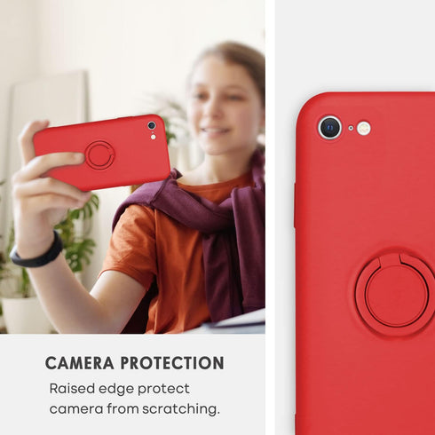 iPhone SE 2022 Case, iPhone SE 2020 Case, Slim Silicone Soft Rubber Shockproof Protective Cover, Red