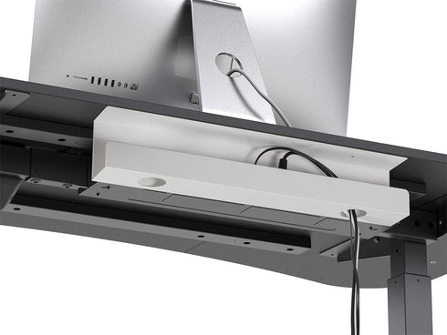 Monoprice Under Desk Cable Tray, Steel with Power Supply, Wire Management, Workstream Collection in White