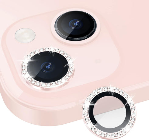 Xfilm Bling Diamond Camera Lens Protector for iPhone 13 / Mini, HD Clear Tempered Glass Screen Protection Cover