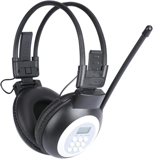 Portable FM Radio Headphones with LCD Display, Noise Reduction Ear Muffs, Wireless Headset for Walking & Jogging.