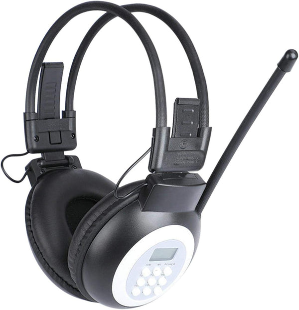 Portable FM Radio Headphones with LCD Display, Noise Reduction Ear Muffs, Wireless Headset for Walking & Jogging.