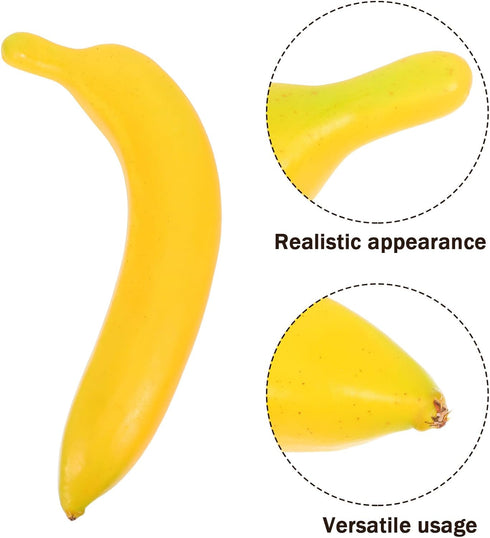 6pcs VICASKY Lifelike Artificial Bananas Weighted Simulation Fruit Kitchen Cabinet Decor Wedding Party Photography