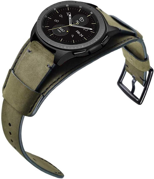 Compatible with Samsung Galaxy Watch 46mm/Watch 3 45mm/Gear S3 Bands, 22mm Vintage Genuine Leather Cuff Strap